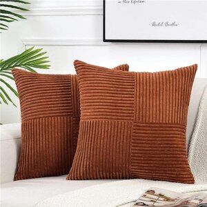 18x18in Rust Boho Decorative Throw Pillow‎ Covers  for Couch Bed Sofa, Set of 2